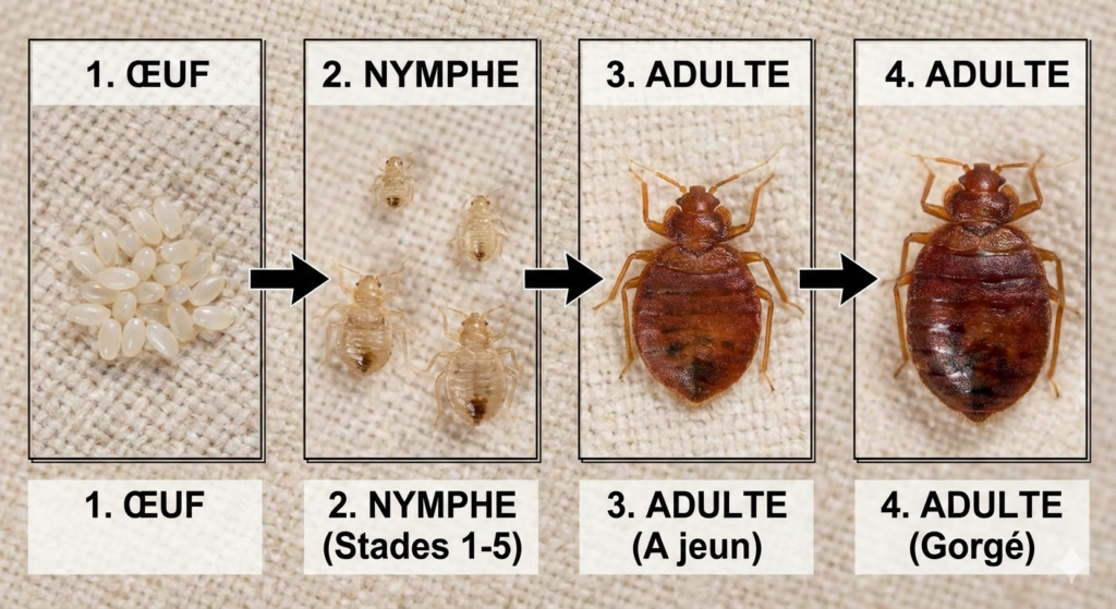 Évolution cycle de vie punaise de lit