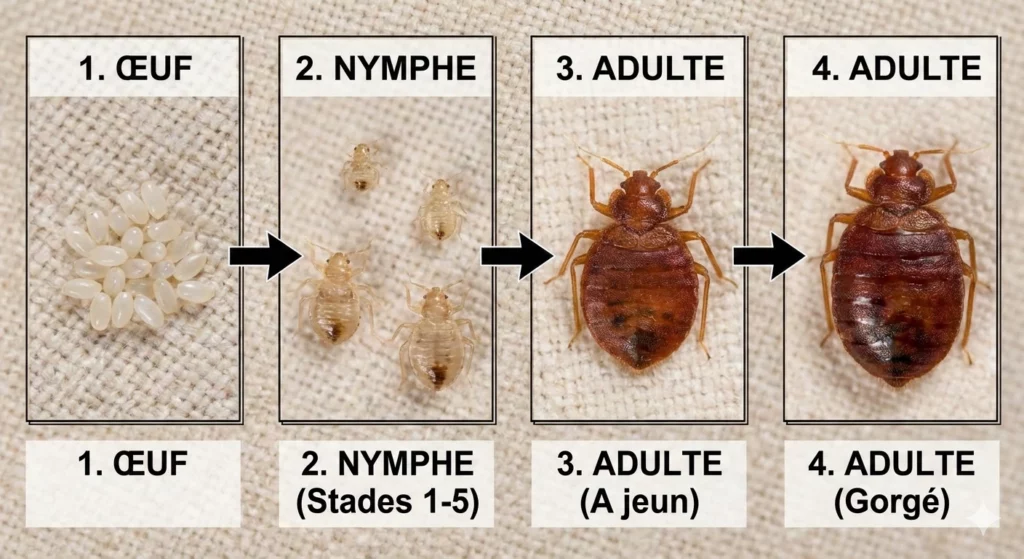 Évolution cycle de vie punaise de lit